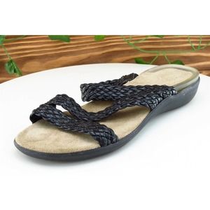 Scholl Sz 38 M Black Slide‎ Synthetic Women Sandals
